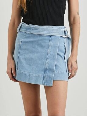 Rails Deanna Wrap Denim Mini Skirt with Belt Size Large